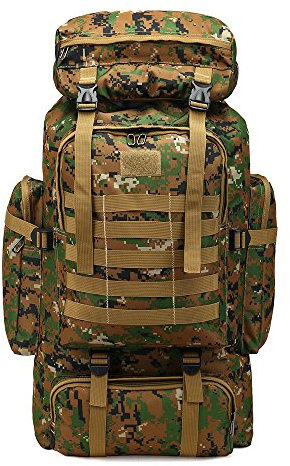 TMTGTS Wanderrucksack 80L Große Kapazität Rucksack Wasserdicht Outdoor Camping Sport Rucksäcke Reiserucksack Camping Bergsteigen Outdoor Sport Rucksack Camouflage Herren Damen Fluchtrucksack