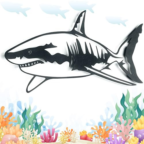 Hai-Metall-Skulptur, Wanddekoration, dekoratives Element, Poster, Souvenir, Poster, Dekoration, Meerestiere, Geschenk für Meer- und Ozean-Fans, Entdecker, Angler