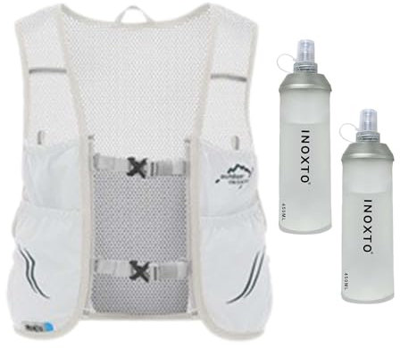 Milageto Trinkweste Trinkrucksack Atmungsaktive Laufweste Trinkbeutel für Fitness Outdoor Sport Läufer Bergsteigen, Hellgrau Grün, m