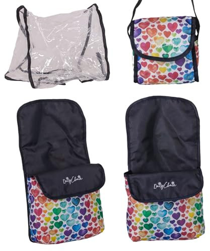 Daisy Chain Zipp-Zwillings-Puppenbuggy – Zubehörpaket (Rainbow Hearts)