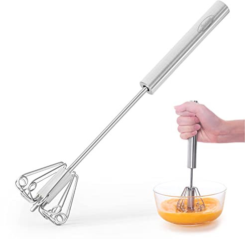 Halbautomatischer Schneebesen Aus Edelstahl,Halbautomatischer Schneebesen,Rührer Mixer Schneebesen,Einfacher Automatischer Schneebesen,Stainless Steel Whisk Zum Rühren, Mischen (10 in)