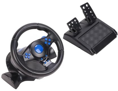 Yctze 180° Drehbares Gaming-Lenkrad mit Pedal, 7-in-1-Vibrations-USB-Rennspiel-Lenkrad, Kompatibel mit, One, und PC