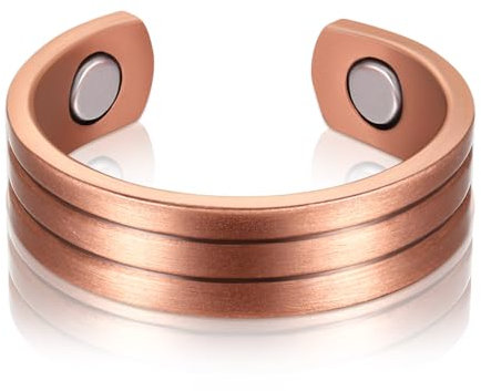 Magnetischer Kupferring aus Reinem Kupfer Verstellbare Ringe für Damen und Herren Magnetring mit Starken Magneten Magnet Fingerring für Mutter Ehefrau Tochter Frauentag Geburtstag Geschenk(Rustikal)