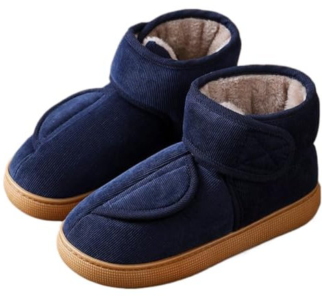 RUYI Diabetiker Hausschuhe Herren Damen Warm Hausschuhe Winter Verstellbar Klettverschluss Extra Weit Pantoffeln Bequemer Rehaschuhe für Senioren mit Rutschfeste Sohle