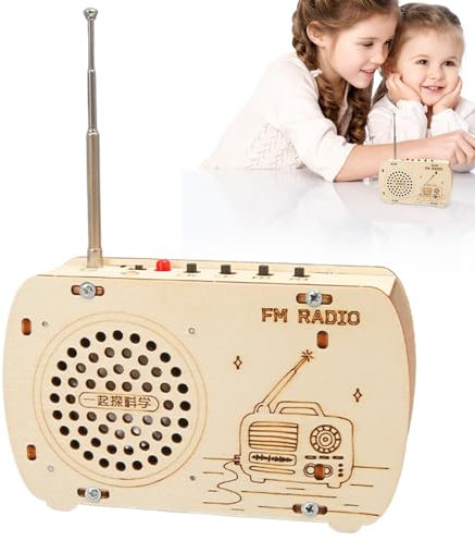 Kits de Radio para Construir, Kit electrónico para niños, Juego de construcción de Madera, Kit portátil para Hacer un Radio, Juguetes de Aprendizaje para proyectos Stem para Fiestas de cumpleaños
