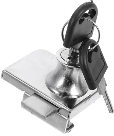 Sliding with Cabinet Ratchet Door for Glass and Fridge Lock Keys Doors | Stainless Steel, 38mm Hole Spacing, Silver Finish, for Supermarkets and Commercial Settings