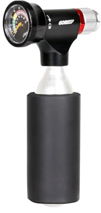 GORIX Bike Portable Pump Bicycle Air Pump CO2 inflator with Air Gauge Cylinder-Type CO2 Head Presta Schraeder (GX-COHM)