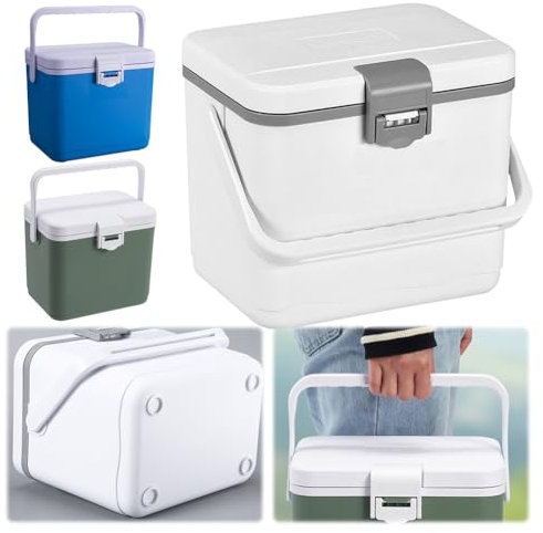 AMZLORD Nevera portátil aislada de 4,5 L con asa, cubo de hielo para picnic en la playa (azul)