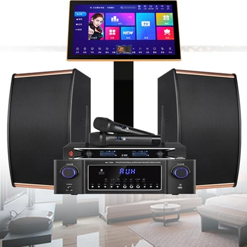 TV Karaoke Machine, 19 inch Capacitive Touch Screen, Cloud Download Song Library, 4K Output, Real-time Score Recording, YouTube Online Play KTV Machine for Home Party Bar, 3TB