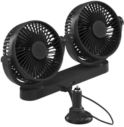 Zwpontia Ventilador de coche alimentado por USB, ventilador de coche USB, enfriador de aire acondicionado silencioso de motor 12 V 24 V, accesorios de vehículo con ventosa para circulación de aire