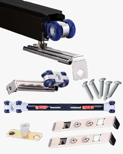 Schwarzes Schiebetür-Hardware-Set, 96,5 cm, Aluminium-Set für einzelne Holz-Küchenschranktüren, Outdoor-Schienensystem, einfache Installation