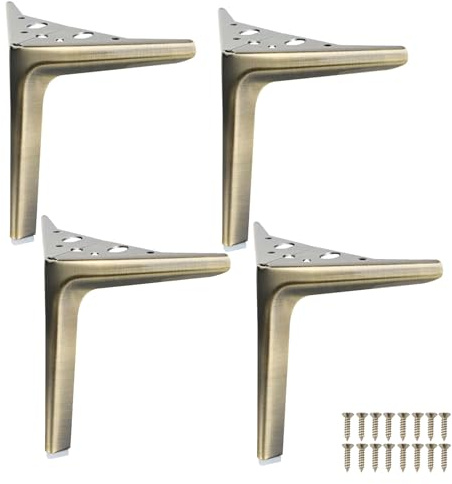 GLMGBP 4er-Pack Möbelbeine aus Metall, 20 cm, bronzefarben, Kohlenstoffstahl, Ersatzfüße für Sofa, Tisch, Schrank, DIY, Nachttisch, Bett, Stuhl, mit Schrauben, langlebige Stützbeine