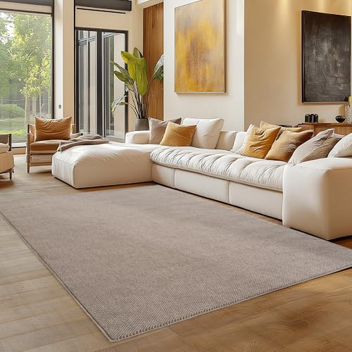 Carpettex Teppich 140x200 cm Beige Einfarbig Bouclé Schlingenflor Skandi Stil Modern Superweich Pflegeleicht für Wohnzimmer Schlafzimmer Esszimmer Kinderzimmer Jugendzimmer