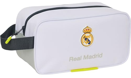 Trousse de Toilette Real Madrid Saison 25/26 pour Voyage, Salle de Sport et Salle de Bain – Trousse de Toilette Real Madrid avec Compartiments, poignée à Suspendre et Fermeture zippée