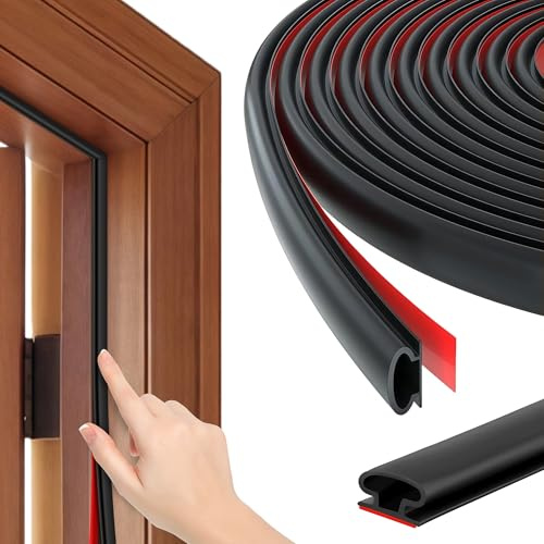 6 Metri Guarnizione Adesiva per Porte e Finestre, Gomma Sigillatura in Striscia Blindata, Insonorizzato, Impermeabile, Antivento, Anti-insetto, Paraspifferi Finestre per Appartamenti, Case (Nero)