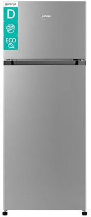 Gorenje RF414DPS4 Kühlgefrierkombination/Freistehend/206L Gesamtvolumen/ 39dB/Energieeffizienzklasse: D/CrispZone/EcoModus/LED Innenbeleuchtung/(BxHxT): 55,4 × 143,6 × 54,2 cm/Grau