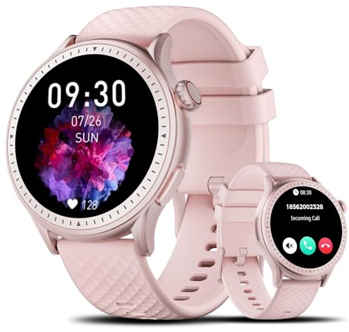 Smartwatch Herren Damen, 1,46 AMOLED Fitnessuhr mit Telefonfunktion, 110+ Sportmodi Smart Watch Fitness Tracker mit Pulsmesser Schlafmonitor Schrittzähler, 3ATM Wasserdicht Sportuhr iOS/Android