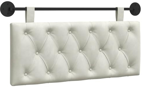 vidaXL Hängendes Kopfteil Creme Samt, Schlafzimmer, modernes Wand-Kopfteil, rechteckig mit Samtbezug, gesteppt, Holzwerkstoff, platzsparende Dekoration
