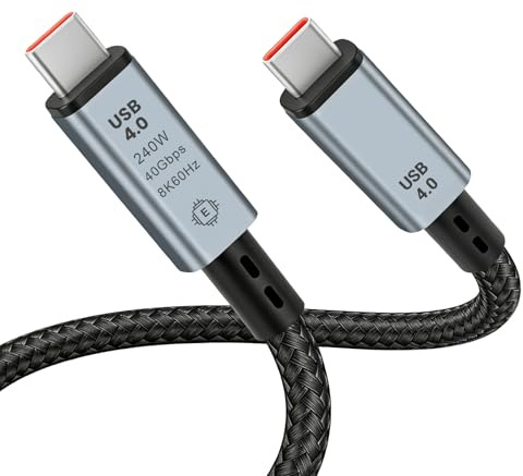 Lizoak USB 4 Cable 1m, 8K@60Hz Video Display, 40Gbps Data Transfer, 240W Fast Charge, USB C to USB C Cable Compatible with Thunderbolt 4/3, iPhone, iPad, MacBook, Monitor, SSD, Dock