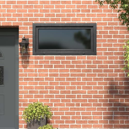 Mokuyary Ventana de sótano 120 x 60 cm PVC y vidrio Gris antracitamini ventanas de sótano de repuesto para cobertizos y graneros del hogar Inclinable y girar a la derecha