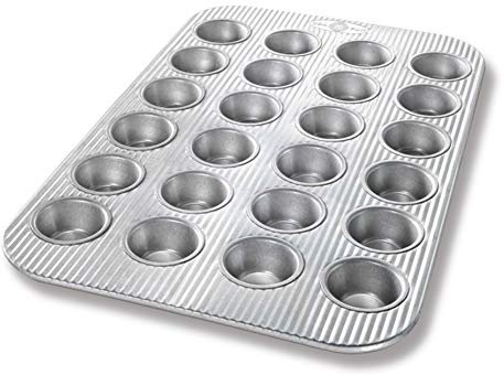 USA Pan Bakeware Mini Cupcake and Muffin Pan, Nonstick Quick Release Coating, 24-Well, Aluminized Steel