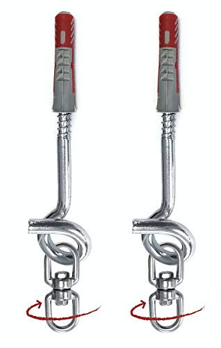 riijk 2 x Deckenhaken für Hängesessel Aufhängung, als Boxsack Halterung, Schwerlast Aufhängung für die Decke + Dreh-Wirbel + Dübel