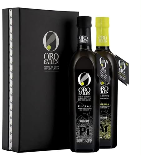 ORO BAILEN - Estuche regalo 2 x 500 ml (variedades Arbequina y Picual) - Aceite de Oliva Virgen Extra