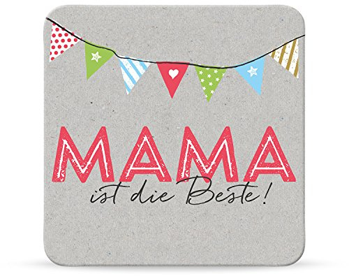 H:)PPY life - 44583 - Untersetzer, Mama ist die Beste!, Kork, 9,5cm x 9,5cm