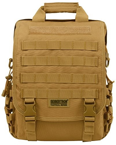 Seibertron Molle Multifunktions Umhängetasche Oder Rucksack Airport friendly Schultertasche, Aktentasche Sleeve Tasche für 15.6 Zoll Netbook/Laptop Case Business Aktenkoffer (khaki)