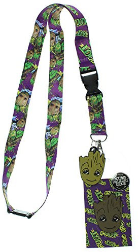 Bioworld Guardians of the Galaxy Groot Schlüsselband mit Abtrennbarem ID-Fenster und Groot-Schlüsselanhänger