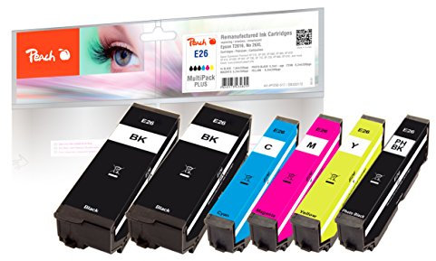 Peach E26 Spar Pack Plus Druckerpatronen (2xBK, PBK, C, M, Y) ersetzt Epson No. 26, C13T26164010 für z.B. Epson Expression Premium XP -510, Epson Expression Premium XP -520