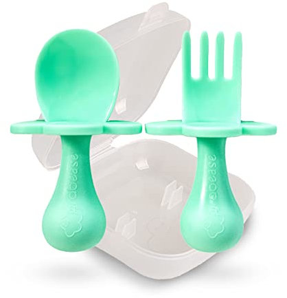 Grabease Cuillères pour bébé Cuillères pour tout-petits Argenterie pour bébé Ustensiles pour tout-petits, sans BPA et sans phtalates pour bébé et tout-petit, 1 lot, Menthe