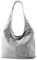 modamoda de - T150 - ital Schultertasche aus Leder Wildleder, Farbe:Grau