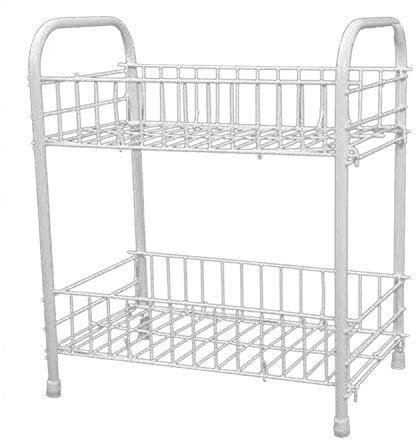 VR7 - Fruit & Vegetable Rack, 2 Tier Fruit Basket Storage Shelf Organizer - Stand CART Trolley Kitchen - Durable Metal - Organize Fruits & Veg Rack in Kitchen, Pantry, Bathroom - White