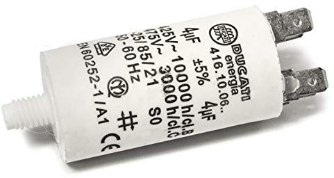 DUCATI ENERGIA Condensateur de moteur, 4uF ± 5%/475 V+GRD, rond, 28 x 55 mm, montage sur panneau, W1-11004/DUC