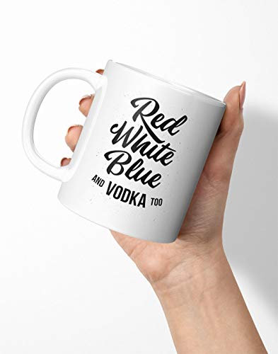 BLAK TEE Red White Blue and Vodka Too Porcelain Coffee and Tea Mug 330 ml