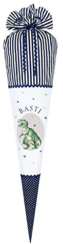 Manufaktur Liebevoll Schultüten aus Stoff personalisiert mit Namen des Kindes I Zuckertüten mit verschiedenen Motiven für Mädchen und Jungen (Motiv “Basti”)