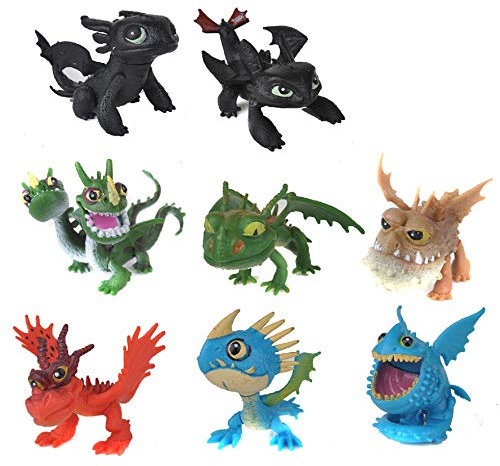 XLKJ 8 Stücke Drachenfiguren, Mini PVC Drachenset 5 bis 7 cm Action-Figuren, Spielzeuge für Jungs und Kinder