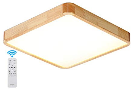 GaoHX 36W LED Deckenleuchte Quadrat Holz Deckenlampe voll dimmbar 3000K-6000K mit Fernbedienung Quadrat Lampe für Esszimmer Kinderzimmer Wohnzimmer Schlafzimmer Büro, 50 x 50 x 5cm
