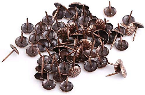 Namvo 200pcs Retro crisantemo tappezzeria Chiodi perni Chiodi mobili per Divano Decorazione Sughero Cinture Artigianali in Pelle Fissa Bronzo Rosso