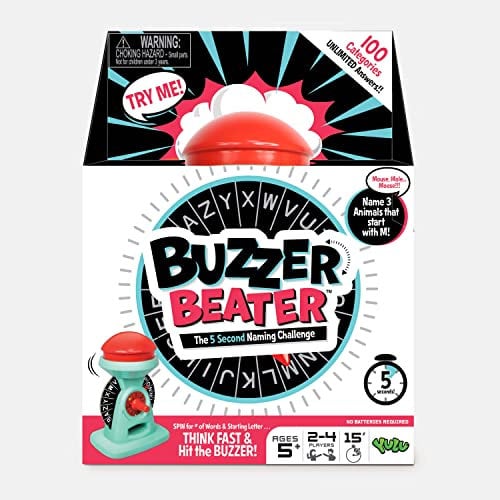 Yulu Buzzer Beater, Five Second Interactive Naming Game, Fast Talking Sequence Board Game for Families and Kids for 5+, Family Quiz Games for 2-4 Players