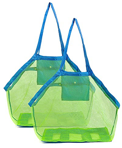 Strandspielzeug Tasche Groß, 2 Stück Netztasche Sandspielzeug, Groß Strandtasche Strandspielzeug Kinder, Netztasche, Tragbare Kinder Aufbewahrung Netz Tasche, für Familie Urlaub
