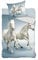 Parure de Lit Chevaux Blancs 100% Coton - Housse de Couette 140x200 cm + Taie d'oreiller 65x65 cm