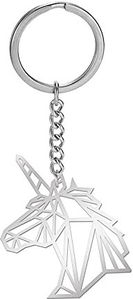 Dreamtimes Damen Tier Schlüsselanhänger Blank Edelstahl Anhänger Schlüsselanhänger Taschenanhänger Schlüsselanhänger Schlüsselanhänger für Herren (Einhorn)