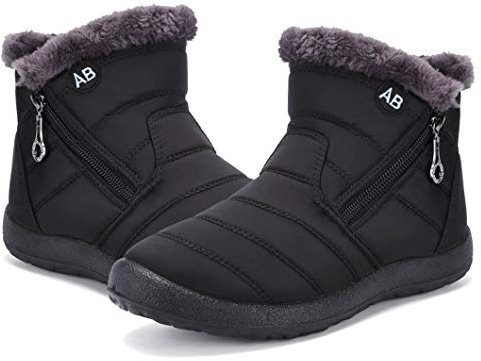Maxome Stivali Donna Invernali Stivaletti da Neve Caldo Peluche con Cerniera Laterale Passeggio Boots Antiscivolo Leggero Caviglia Piatto Stivaletti