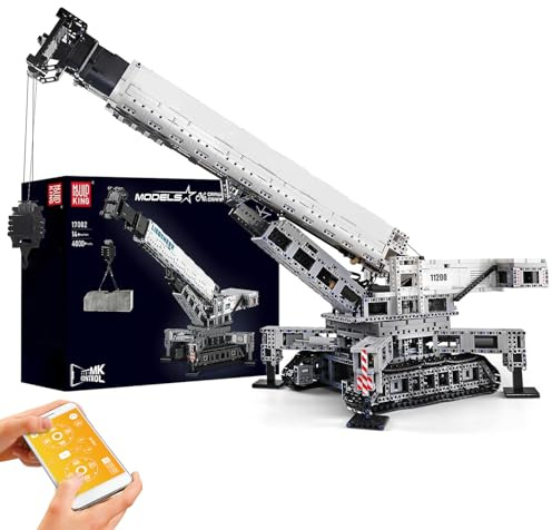 Mould King 17002 Technik LTR 11200 Kran mit 12 Motor, 4000 Teile, Technik Ferngesteuert Raupenkran LKW-Kran Kompatibel mit Libo Kaier Crawler Crane LTR