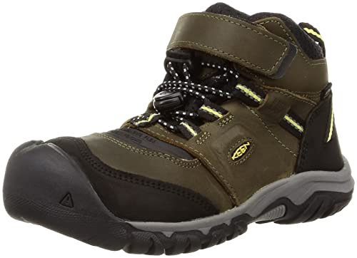 KEEN Unisex-Kinder Ridge Flex Mid wasserdichte Wanderstiefel, Dunkle olivgrüne, düstere Zitrone, 31 EU