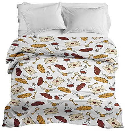 Gravity Gewichtsdecke Bezug - Schlaufen Bezugssystem mit Reißverschluss Baumwolle Deckenbezug für Erwachsene/Jugendliche Größe 150x220cm Sanduhr Zauberer weiß rot