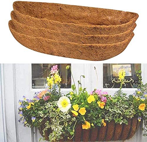 Attria 3 paquetes de forros de repuesto de coco natural, maceta de fibra de coco natural, cesta de plantas transpirable, forro de coco para caja de ventana y macetas colgantes (30 pulgadas)