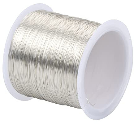100mx0.3mm Alambre de Cobre para Joyas Artesanías Alambre para Cuentas Alambre para Manualidad Metálico Resistente al Desgaste Hilo de Cobre para Fabricación de Joyería DIY Collar Pulsera Arete, Plata